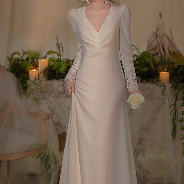 French Light Lace Trailing Dress