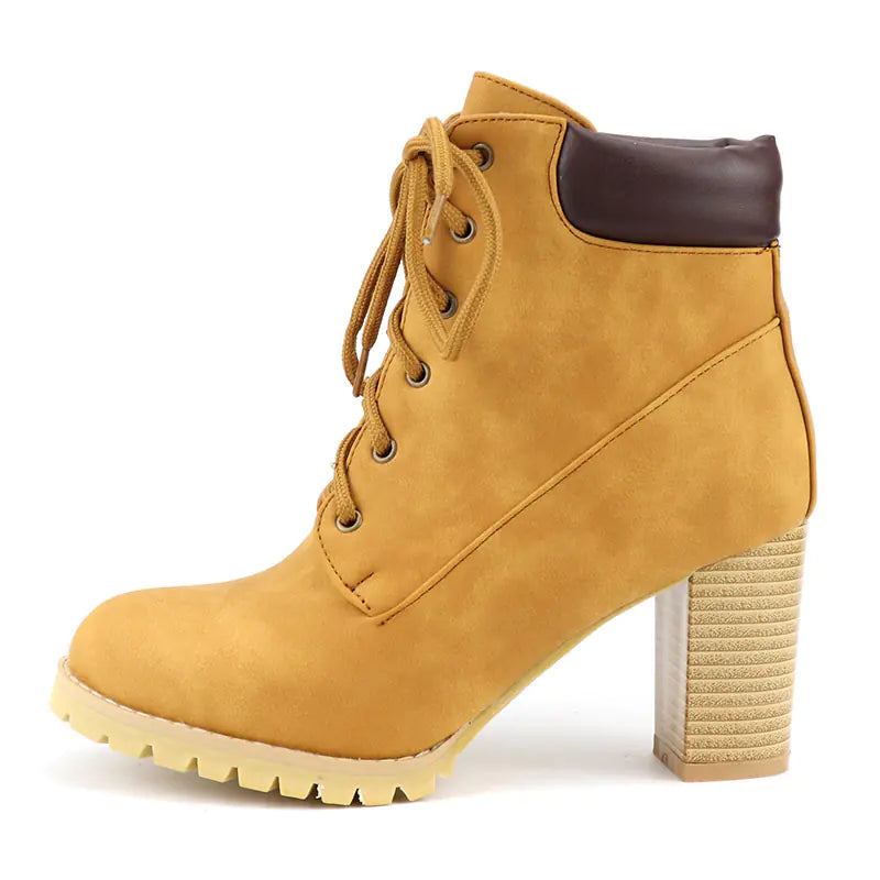 High Heel Lace-Up Short Boots for Women (Plus Size)