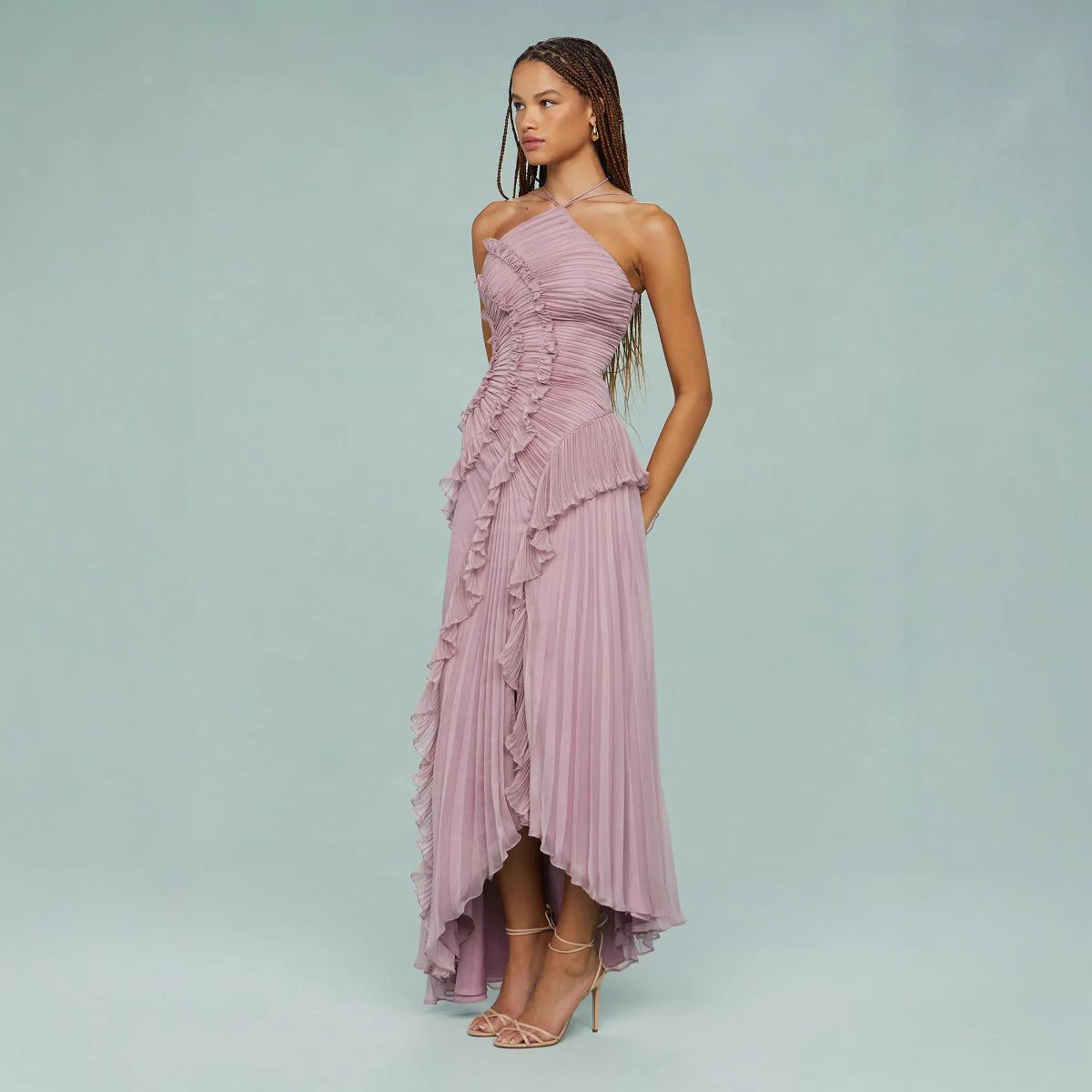 Women's Chiffon Ruffle Pencil Dress