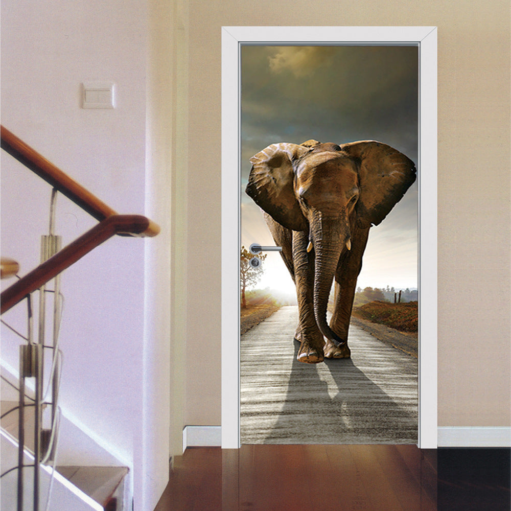 Waterproof 3D Elephant Door Sticker
