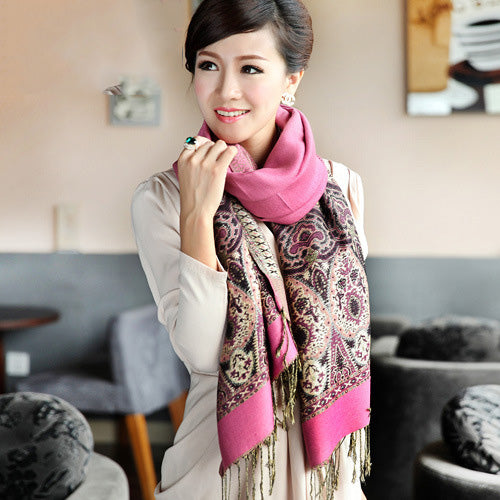Bohemian Women's Long Cotton Scarf - Warm Shawl