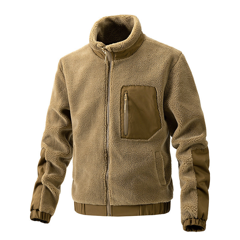 Men's Fleece Jacket with Stand Collar - Autumn/Winter Fashion