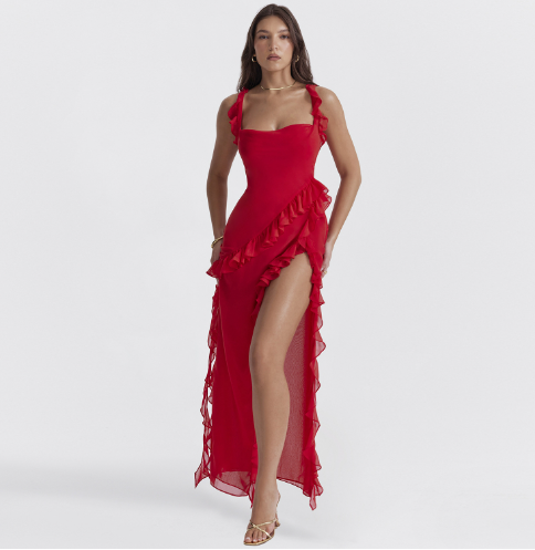 Victoria Ross Maxi Dress with Ruffle Details (One Piece)