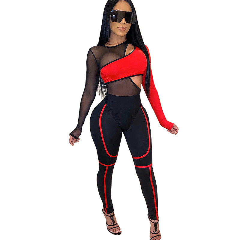 Women's Sexy Sports Set with Mesh Bikini and Leggings