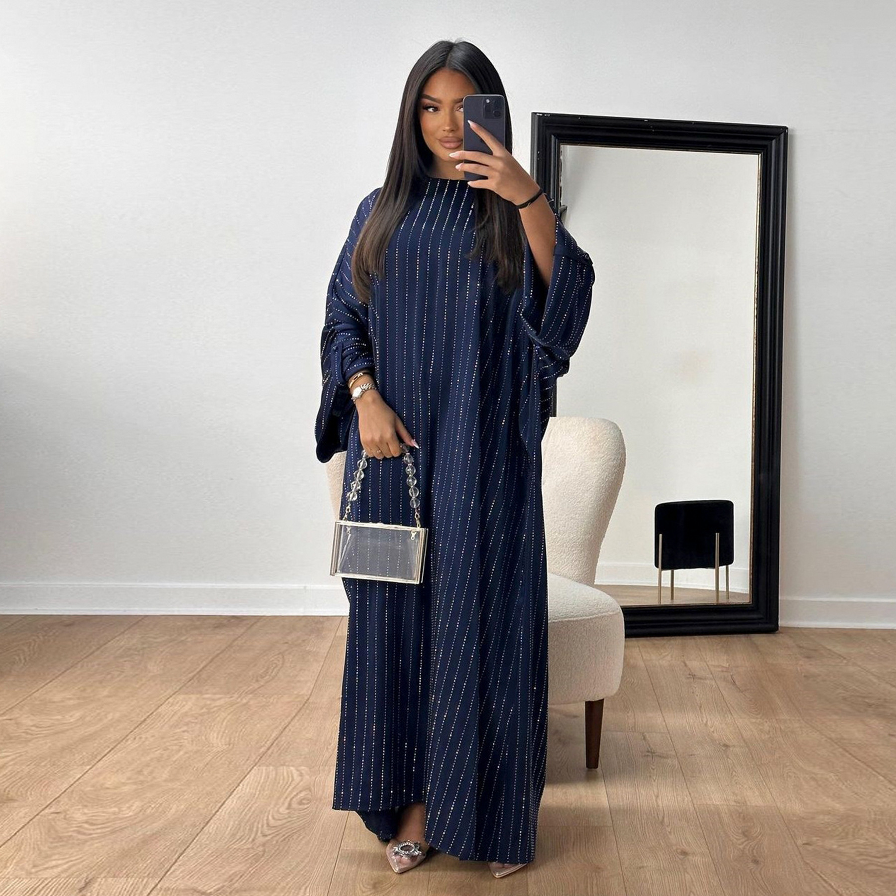 Striped Lace-Up Waist Dress