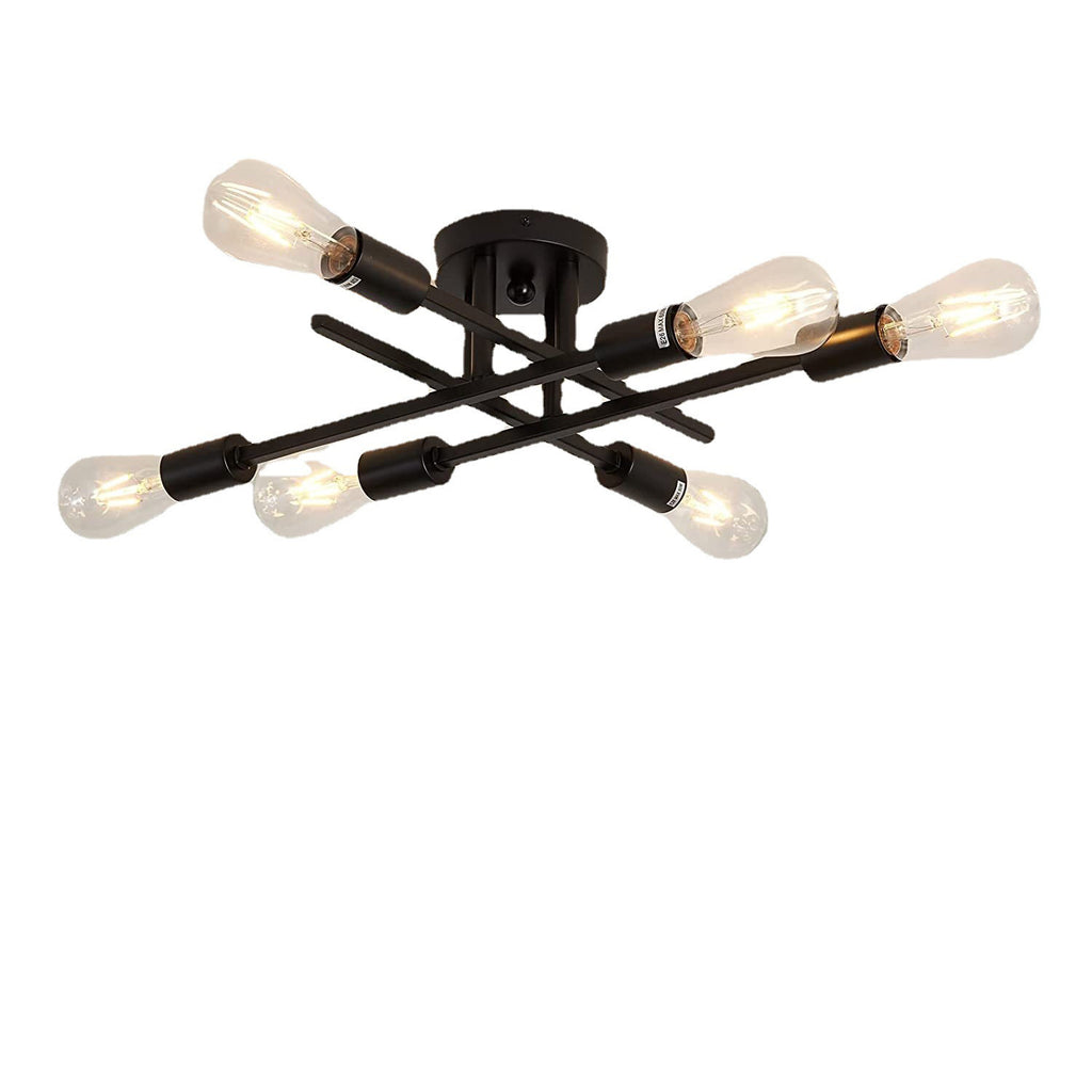 Vintage Black Iron Ceiling Light for Bedroom & Café