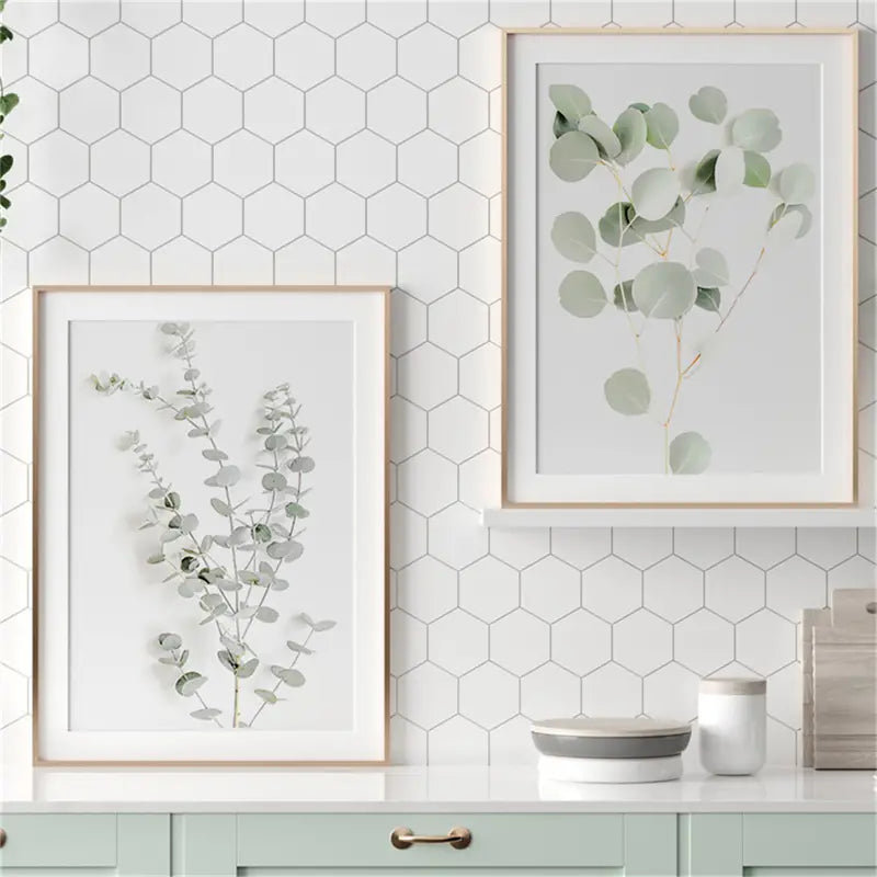Nordic Style Leaves Painting Set of 4 for Home Decor