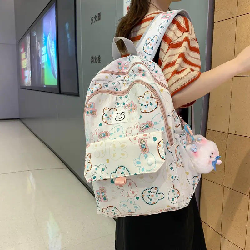 Cute Cartoon Print Women's Casual Backpack for School