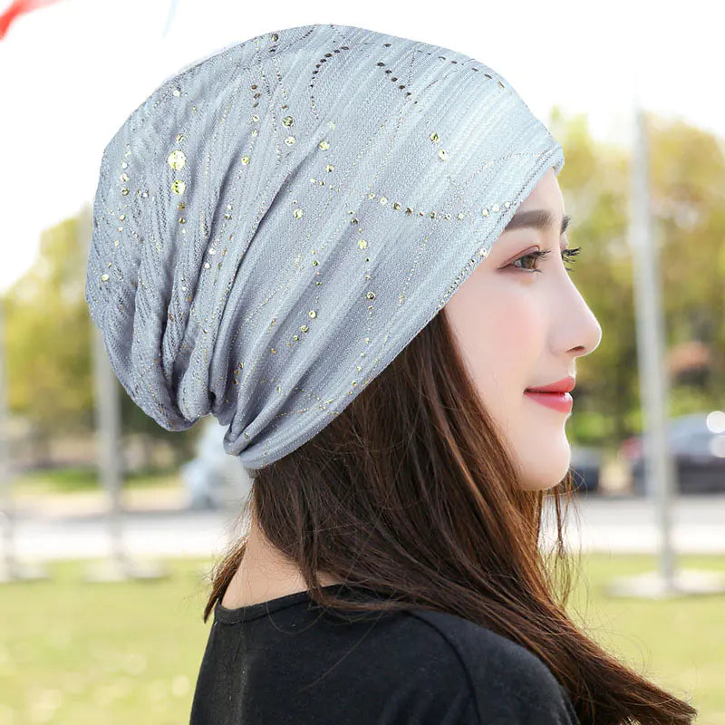 Breathable Rhinestone Sunscreen Hat with Headband