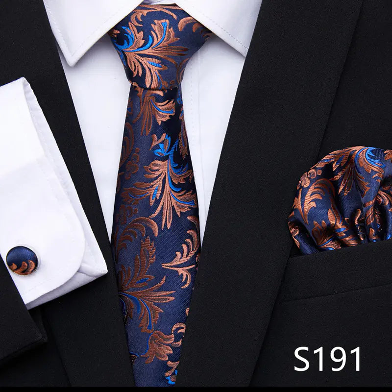 Korean Style Floral Tie and Pocket Square Set for Men
