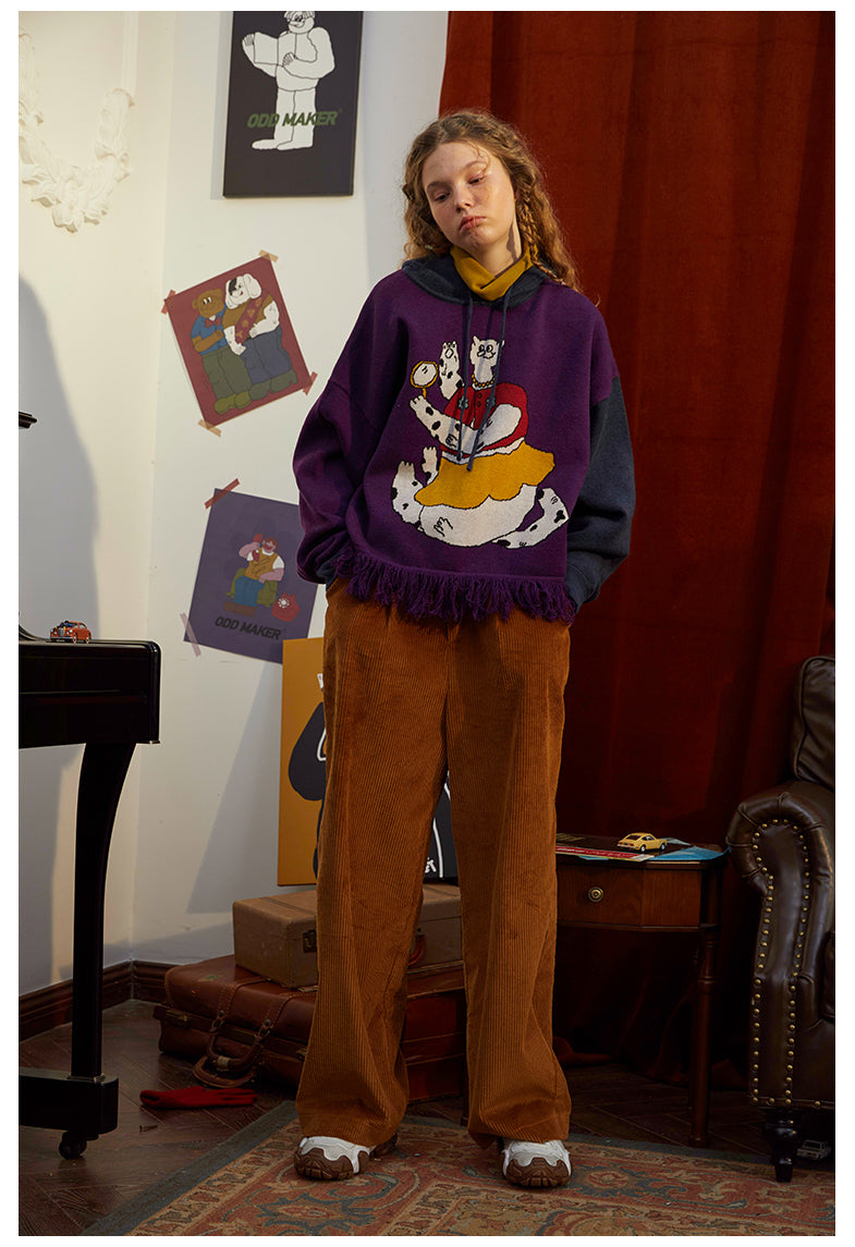 Odd Maker Cat Mirror Sweater with Tassels for Women