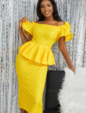 One-Shoulder Ruffle Dress in Celebrity Style