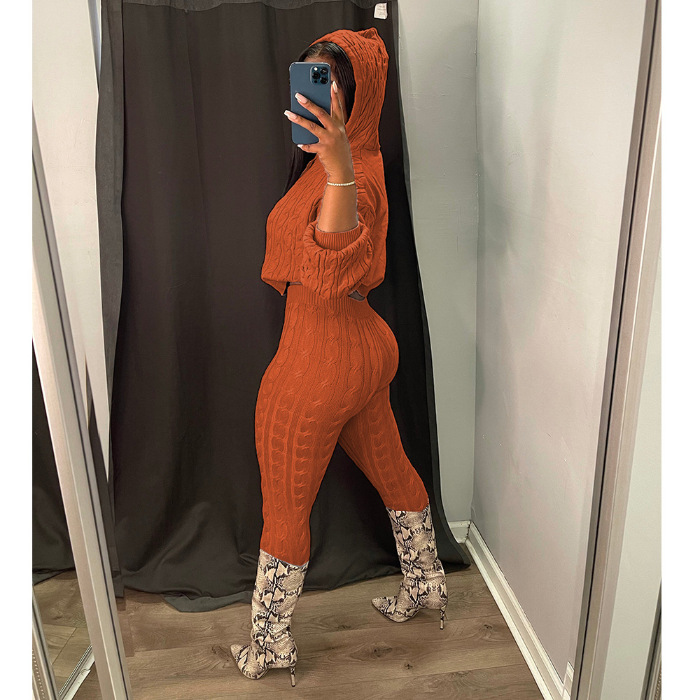 Solid Color Knit Sweater Suit