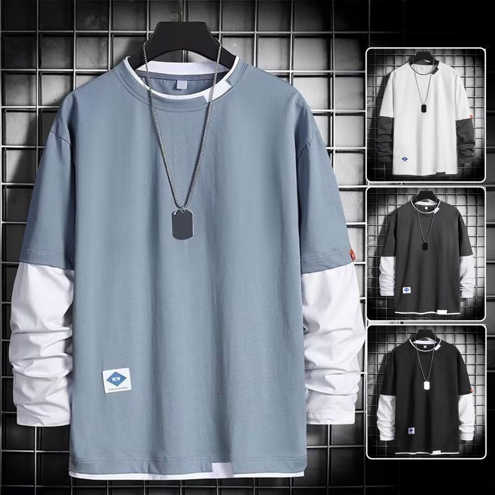 Men's Long Sleeve Two-Piece Pullover with Contrast Color