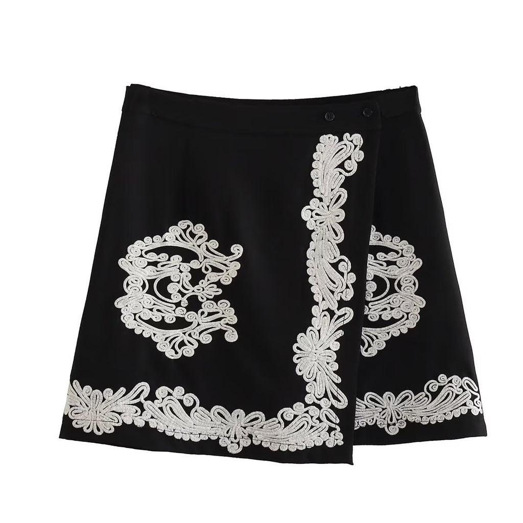 H&M Women's New Embroidered Summer Set with Top & Skirt