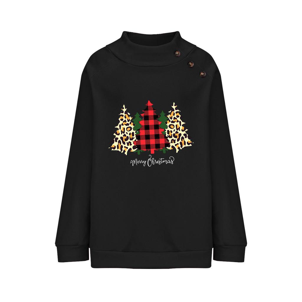 Loose Long Sleeve Round Neck Button Sweatshirt for Women