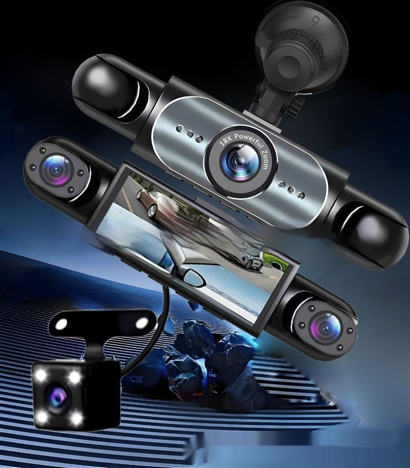 Four-lens HD Surveillance Dash Cam with Rearview