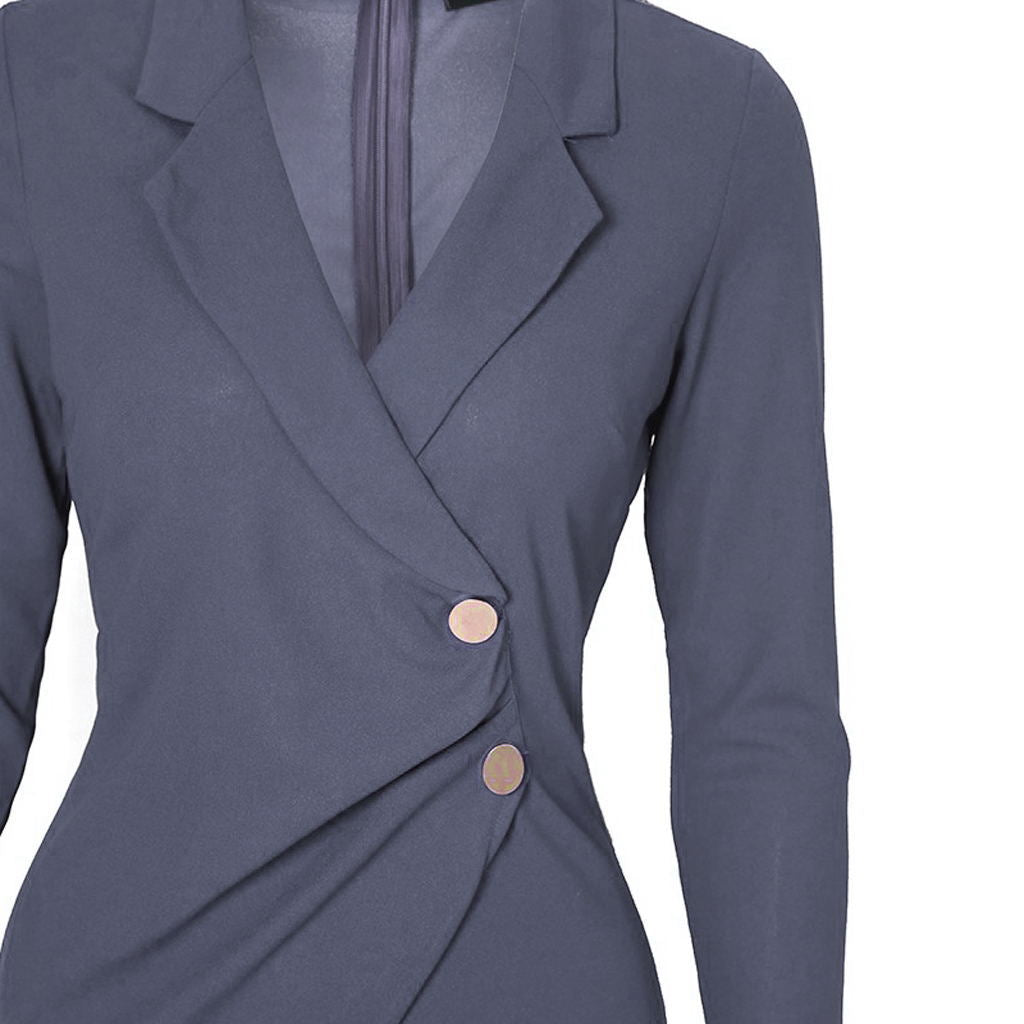 Buttoned Long Sleeve Bodycon Dress for Work (In Stock)