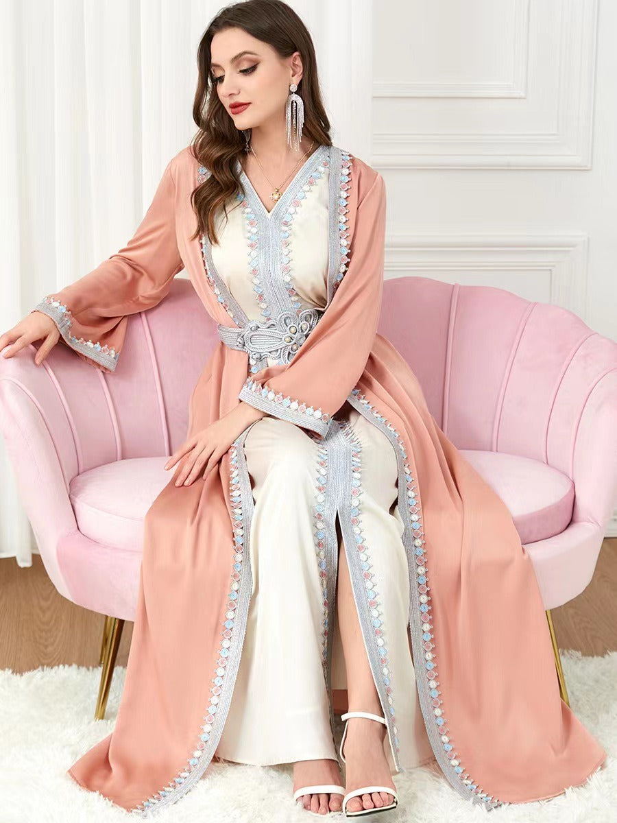 V-neck Patchwork Two-piece Dress