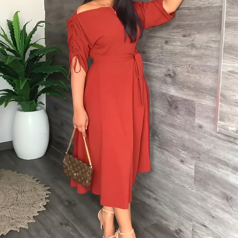 Loose Large Swing Split Dress for Leisure Commute