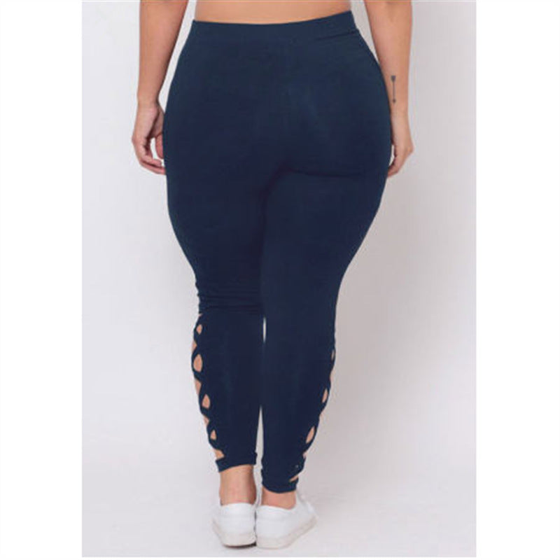 Plus Size Solid Color Cross Strap Pants for Women