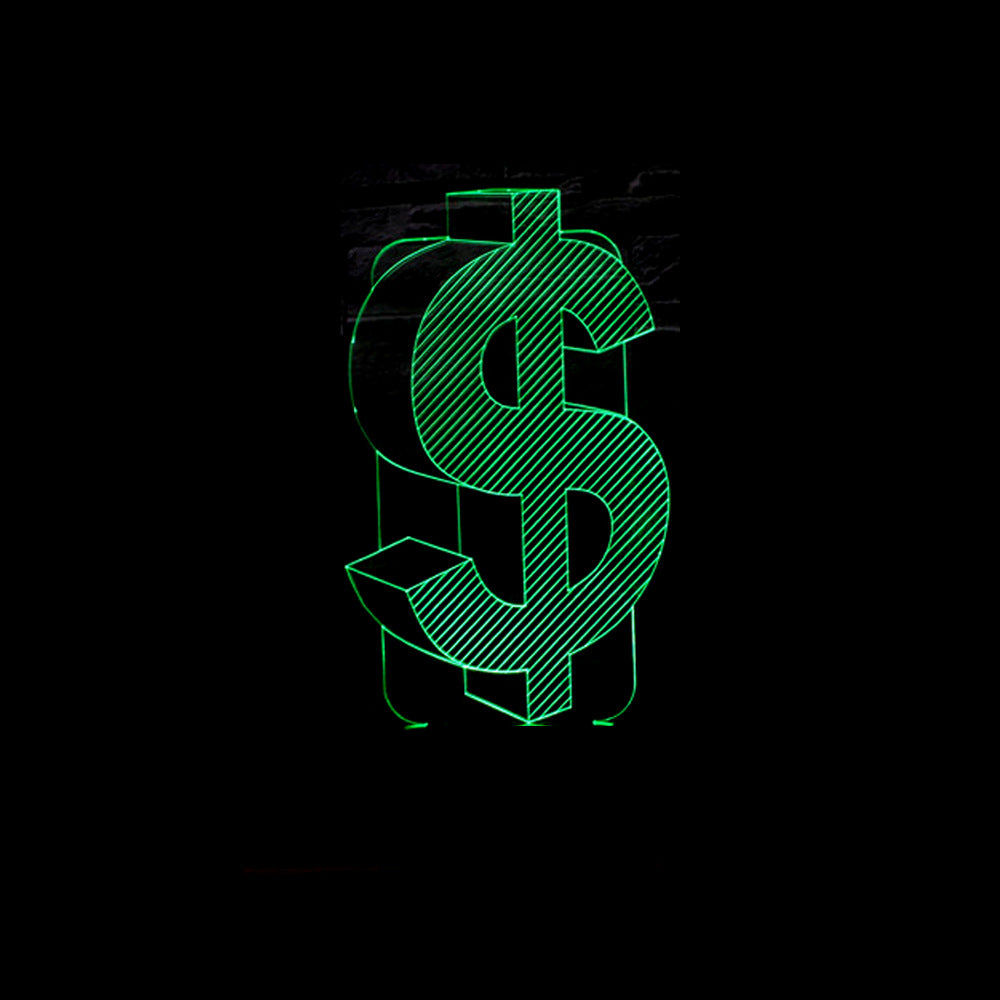 3D USD Dollar Sign LED Illusion Lamp with Touch Control