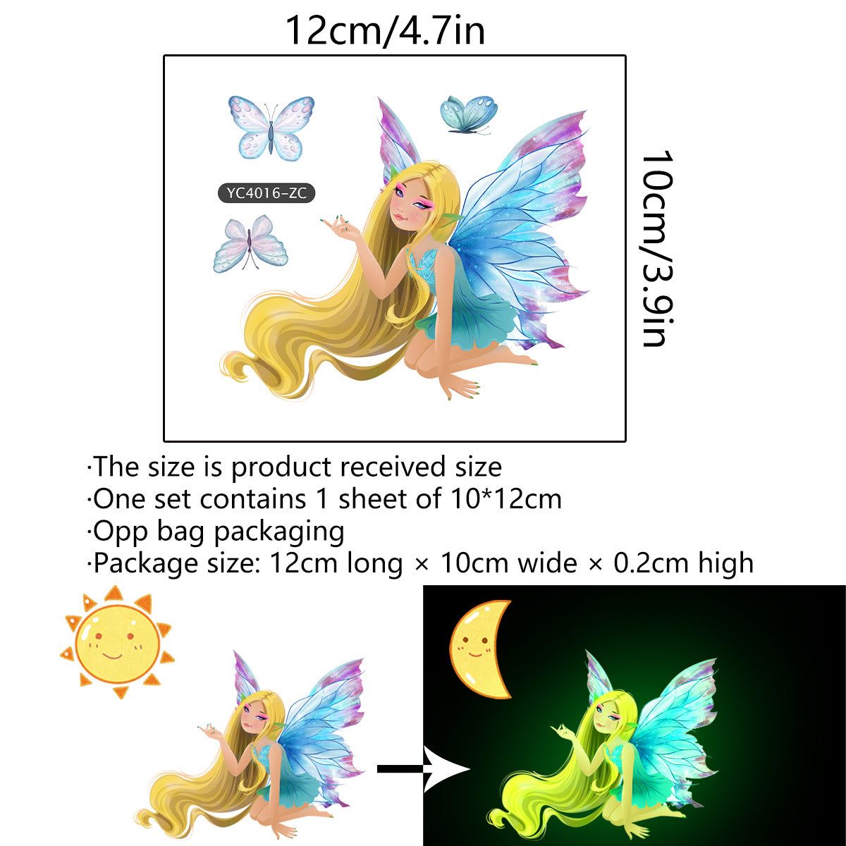 Glow-in-the-Dark Fairy Mermaid Butterfly Wall Stickers