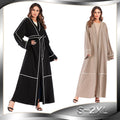Contrast Striped Cardigan Muslim Robe for Women