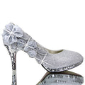 Red High Heel Wedding Shoes with Rhinestones for Women