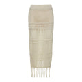 Solid Color Slim High Waist Fringe Side Half Skirt