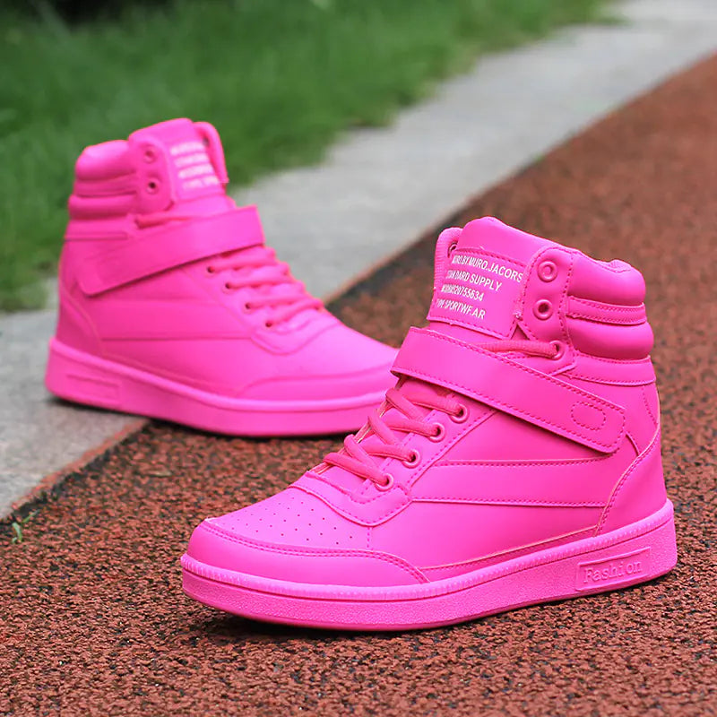 Breathable High Top Black and White Women's Sneakers