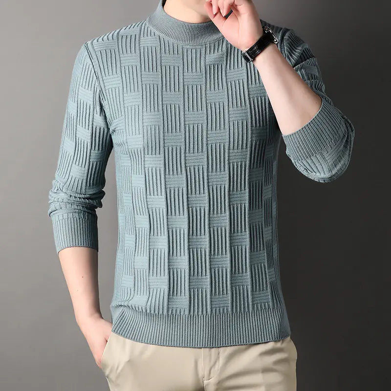 2023 Men's Autumn Winter Checkerboard Jacquard Sweater