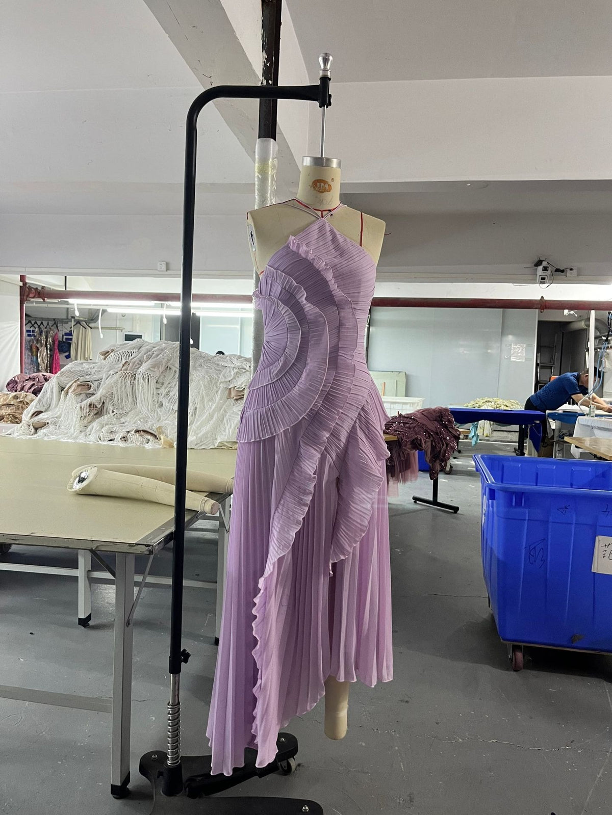 Ruffled Pleated Hem Dress