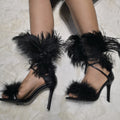 Lace-Up Feather Sandals