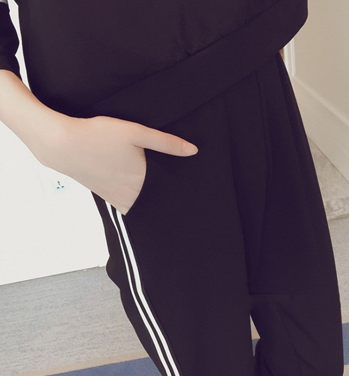 Women's Casual Two-Piece Sports Set with Stripes