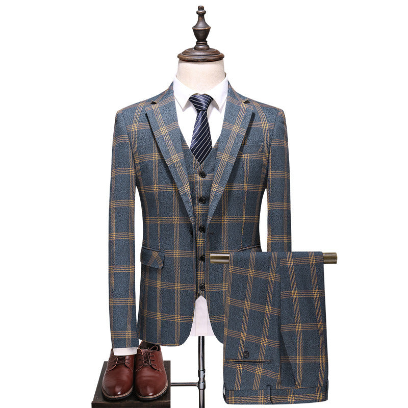 Men's Casual Plus Size Slim Fit 3-Piece Suit Set