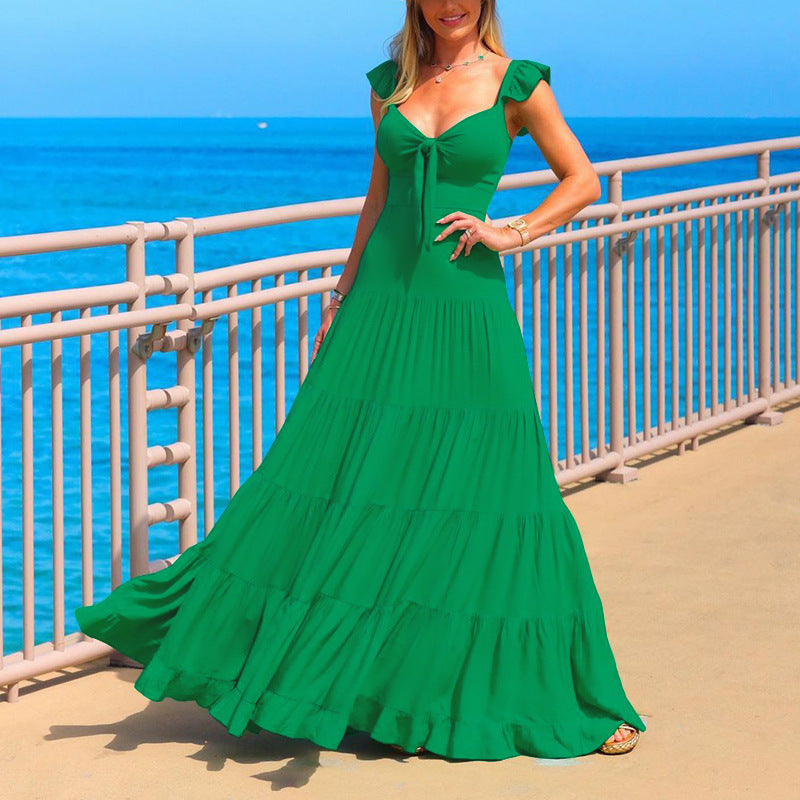 Women's Backless Lace-up Chest Wrap Dress