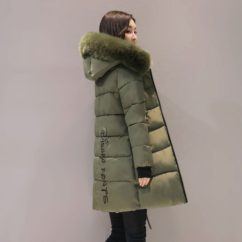 Thick Cotton Jacket with Fur Collar and Slim Fit