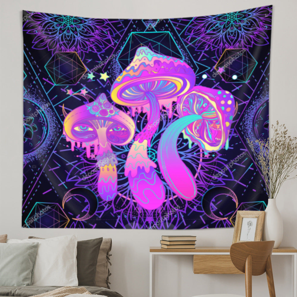 New American Bohemian Dreamy Psychedelic Mushroom Tapestry