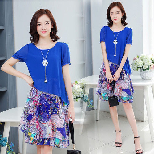 Chiffon Floral Midi Dress for Women - Summer 2019