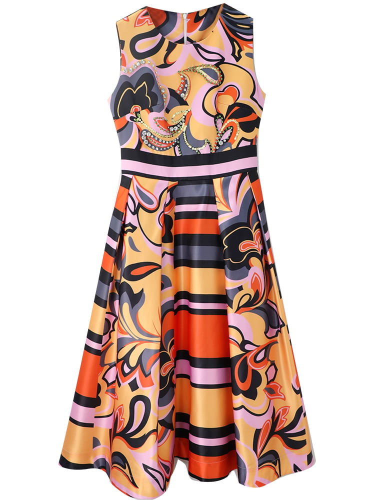 French-Style Slim Waist Dress with Beautiful Print