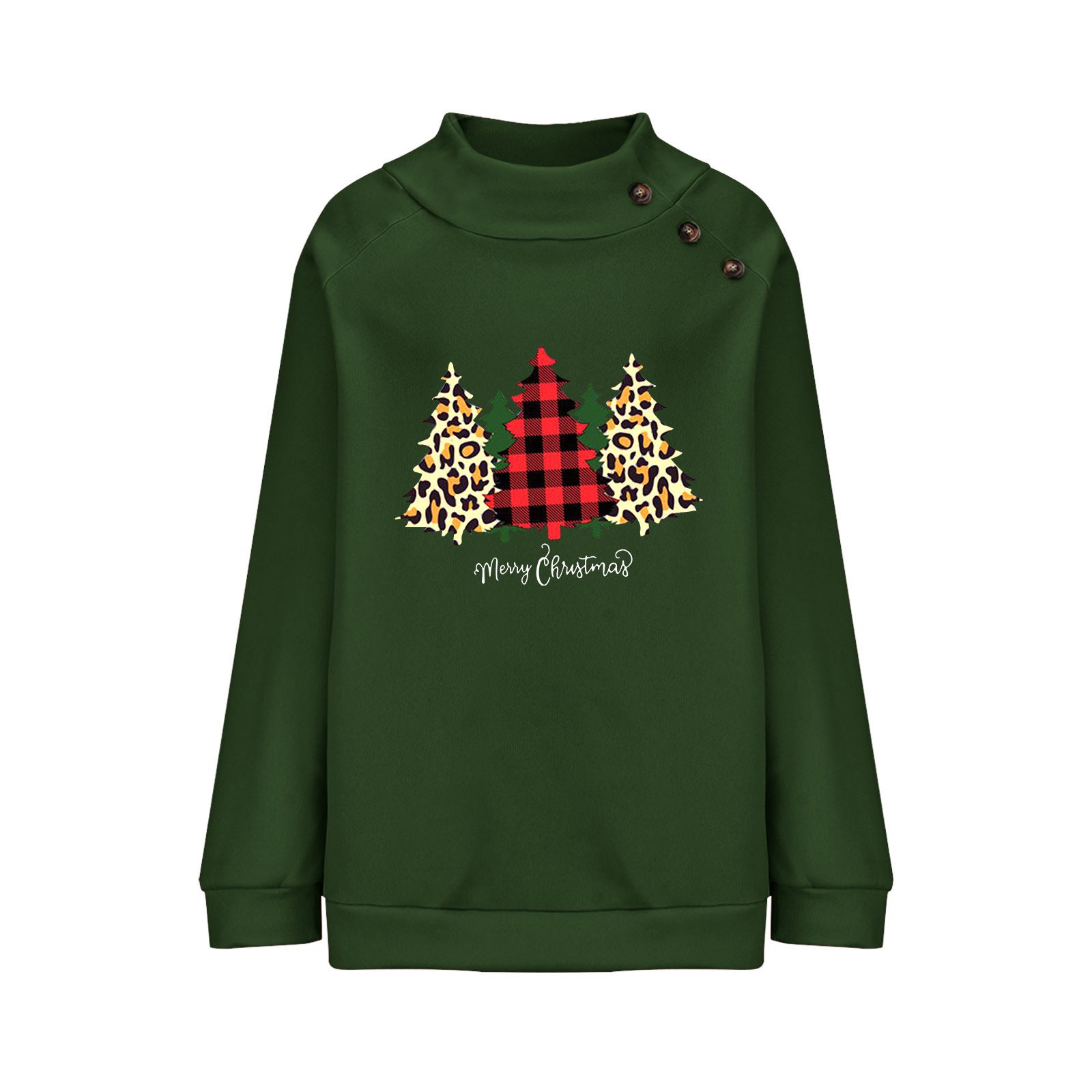 Loose Long Sleeve Round Neck Button Sweatshirt for Women