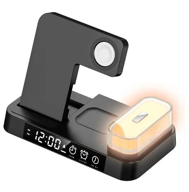 3-in-1 Magnetic Wireless Charger with Night Light - 30W Fast Charging for Apple, Samsung, Watch