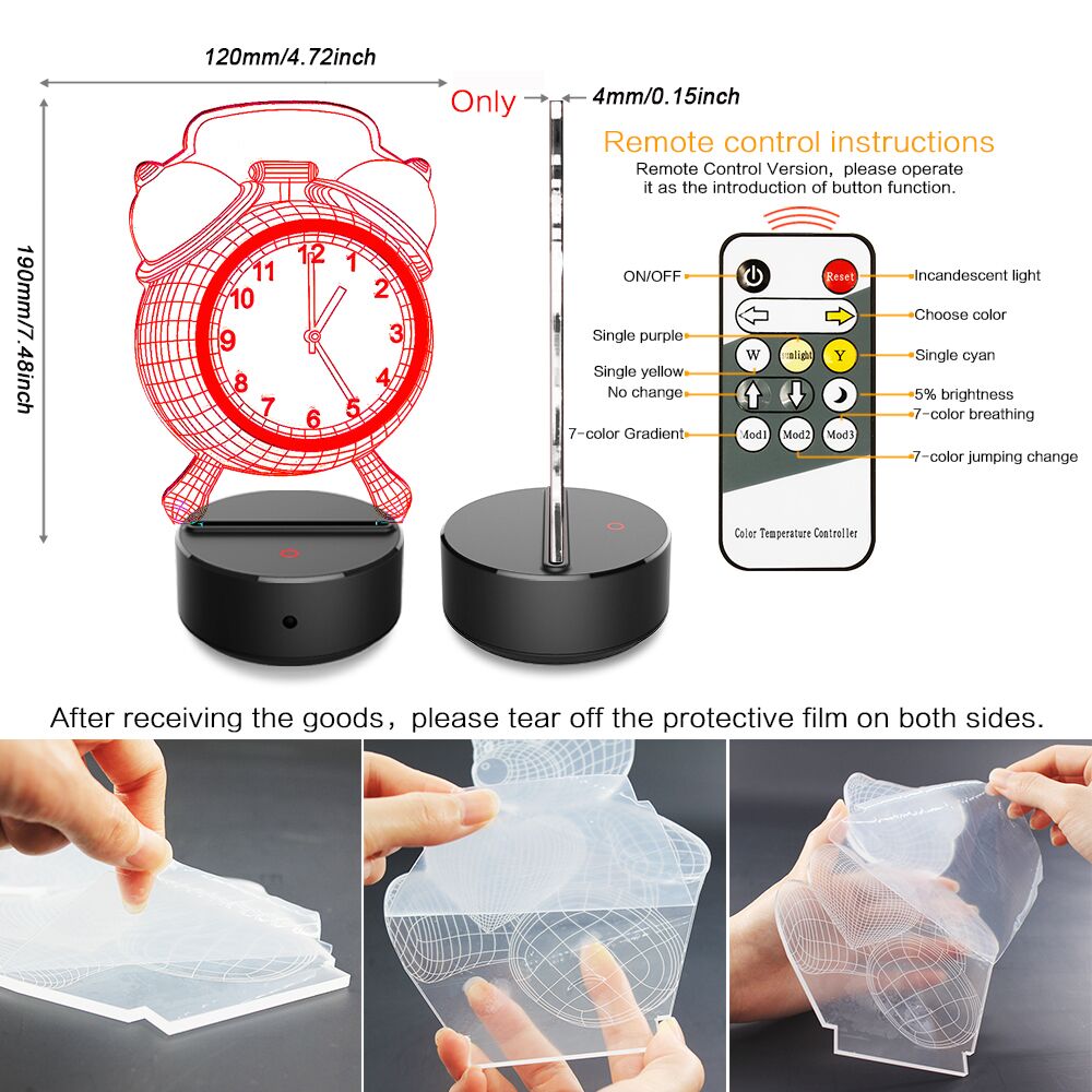Colorful Touch Remote Control LED Visual Lamp 3D Light