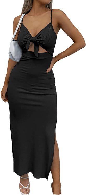 Lace-Up Slit Dress