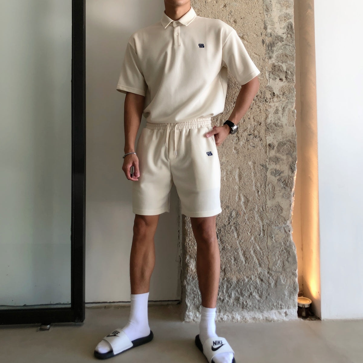 Casual Cotton Sports Suit with Polo Shirt and Shorts