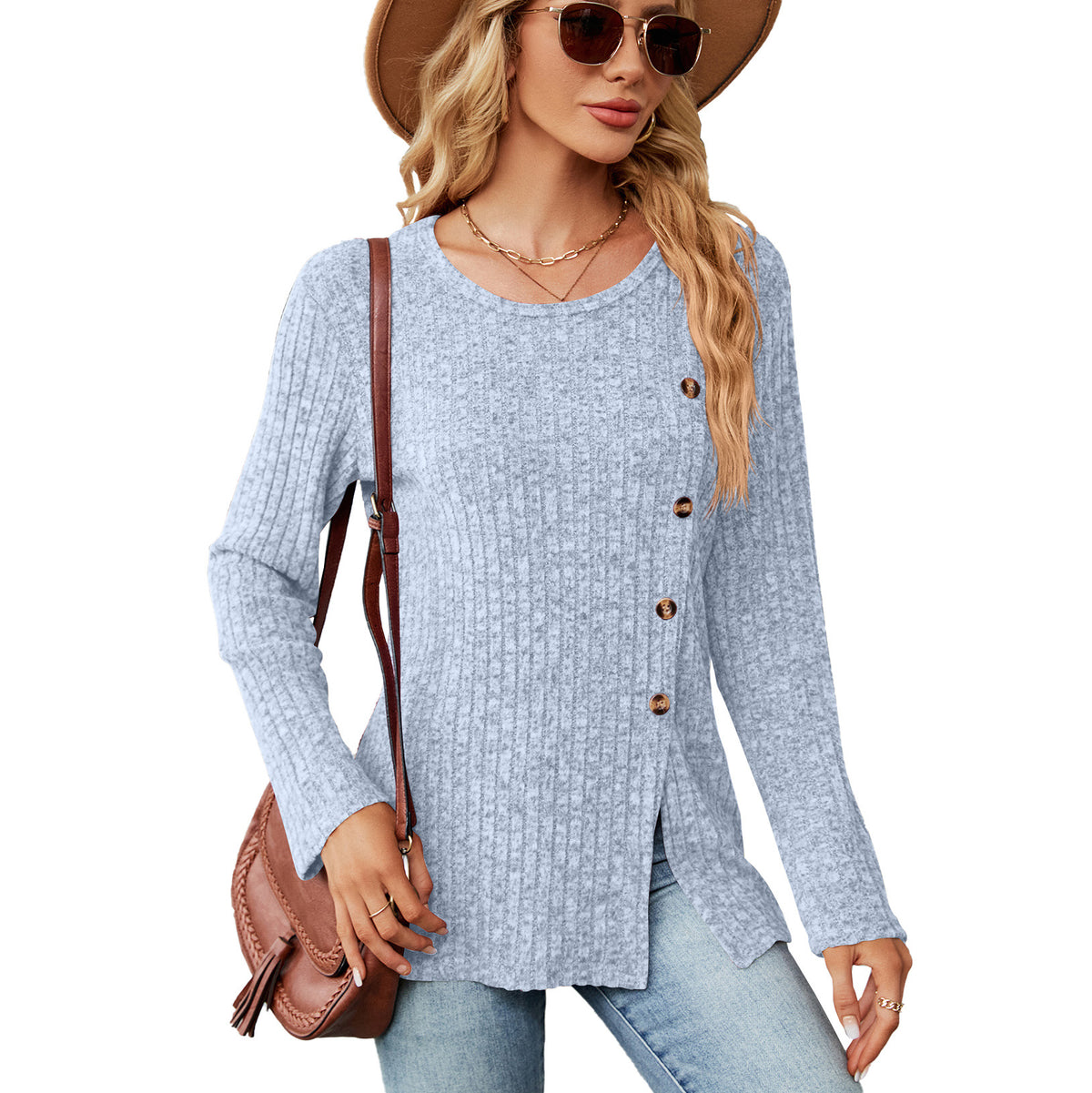 2023 Women's Casual Long Sleeve Buttoned T-Shirt