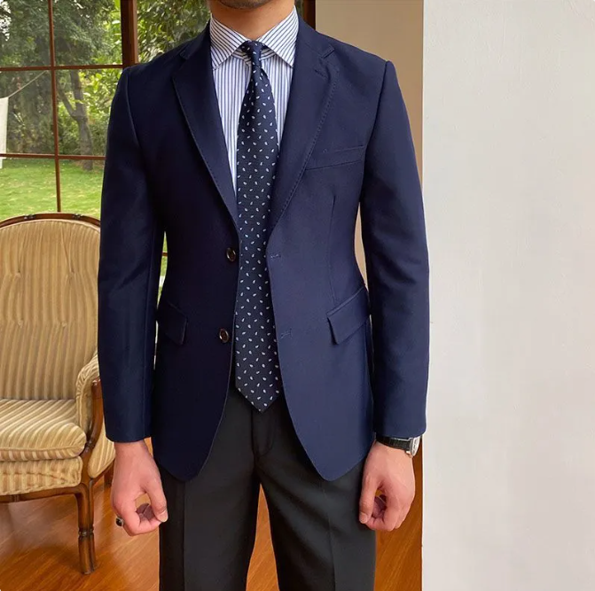 Men's Casual Business Double Breasted Suit Jacket
