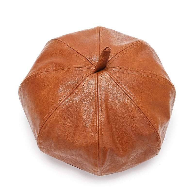 Korean Style PU Octagonal Fashion Hat