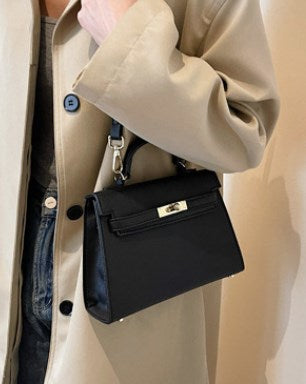 Trendy 2019 Color-Block Litchi Texture Handbag